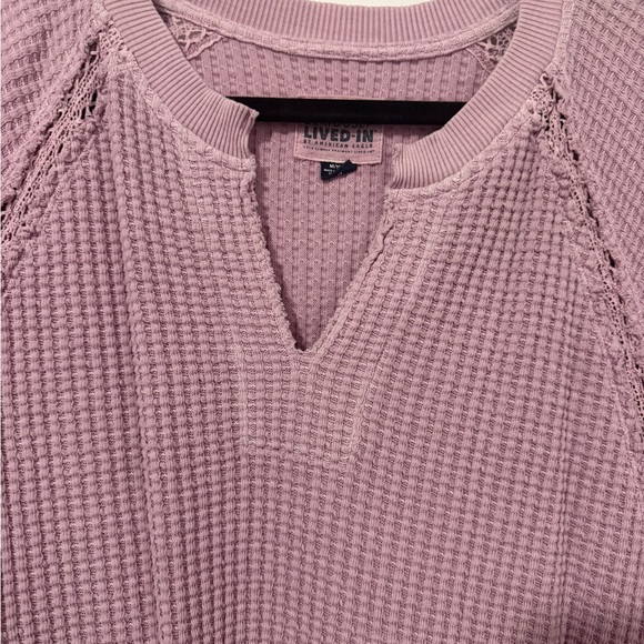 American Eagle Outfitters Mauve Waffle Knit Pullover - Picture 3 of 5